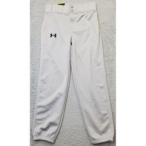 Under armour Baseball Pants Boys M Gray Relaxed Fit‎ Heat Gear Tapered Leg Logo